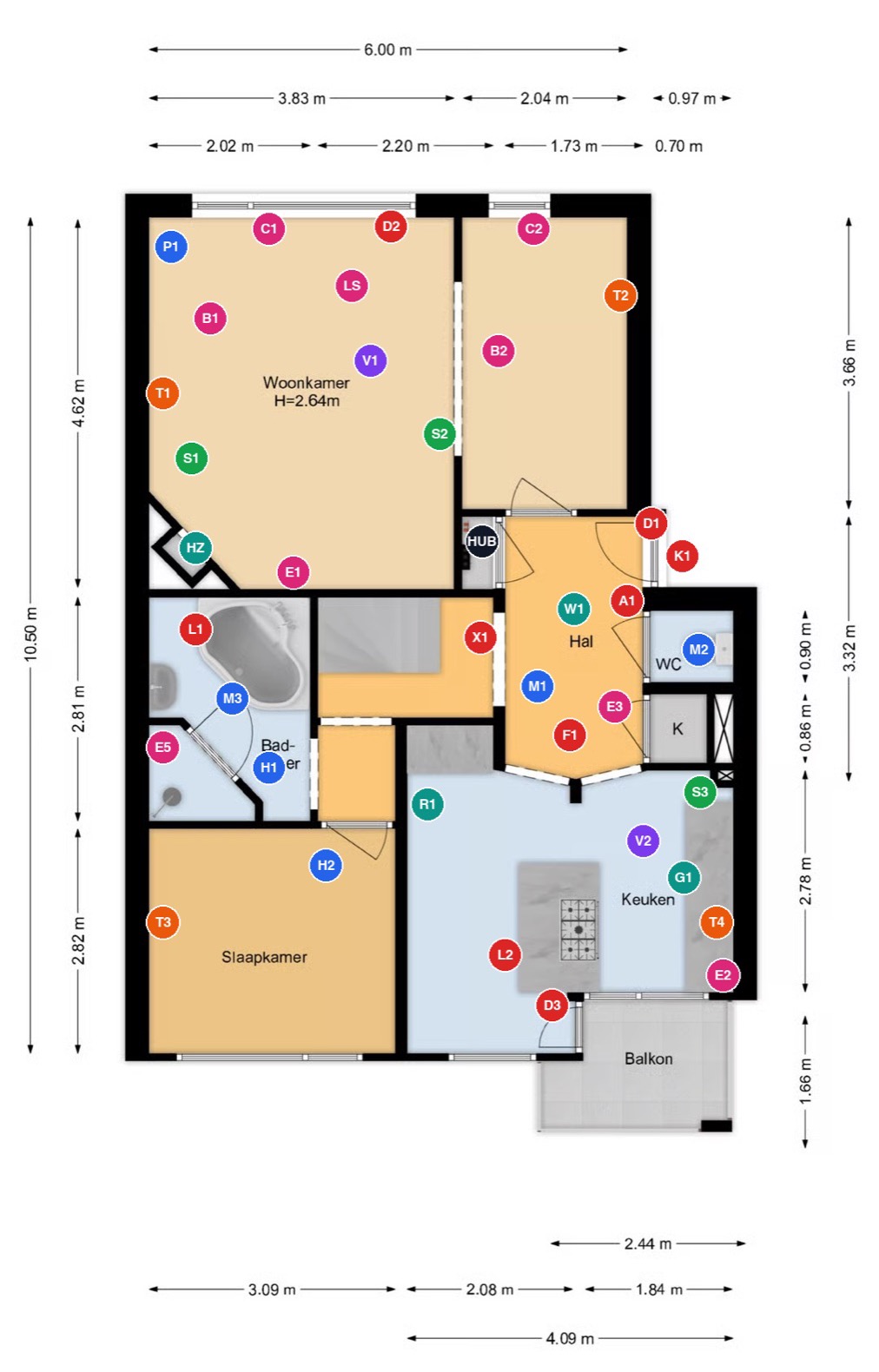 Floorplan of the third floor with every smart device marked